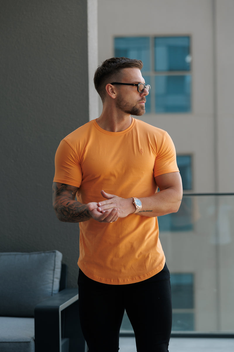 Father Sons Classic Orange Tonal Curved Hem Crew T Shirt - FSH1152