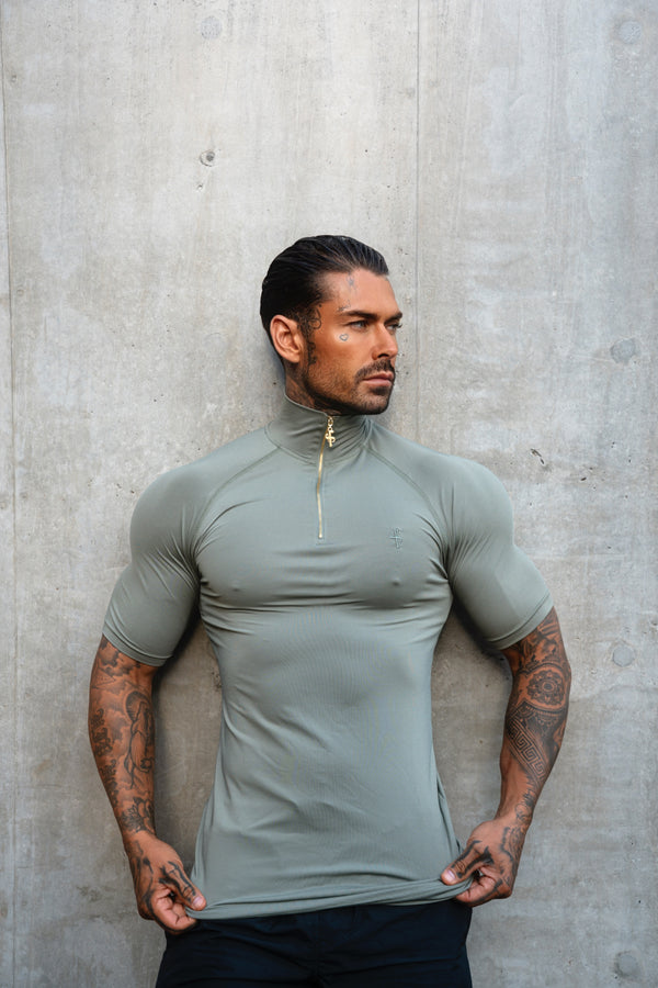 FS SS Olive Half Zip Gym Top - FSH1310