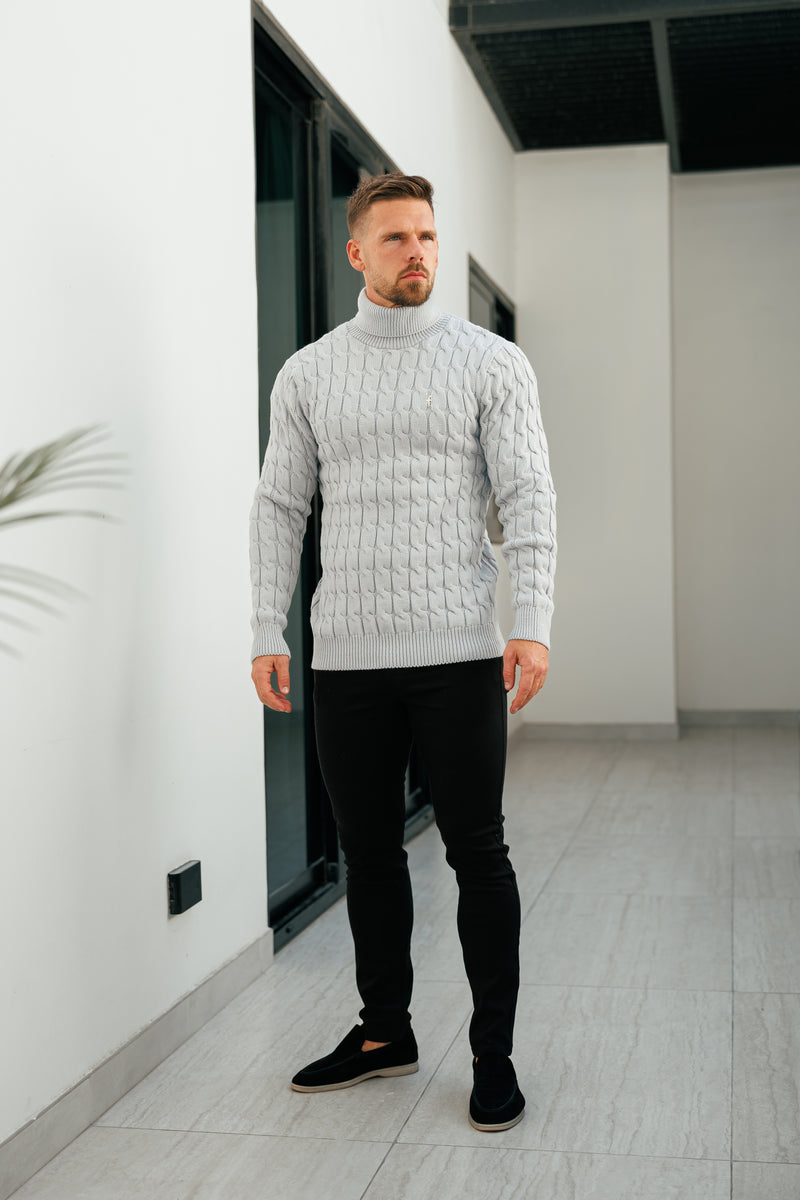 Father Sons Link Weave Knit Cop Grey Roll Neck Jumper - FSJ104 (PRE ORDER 12TH NOVEMBER)