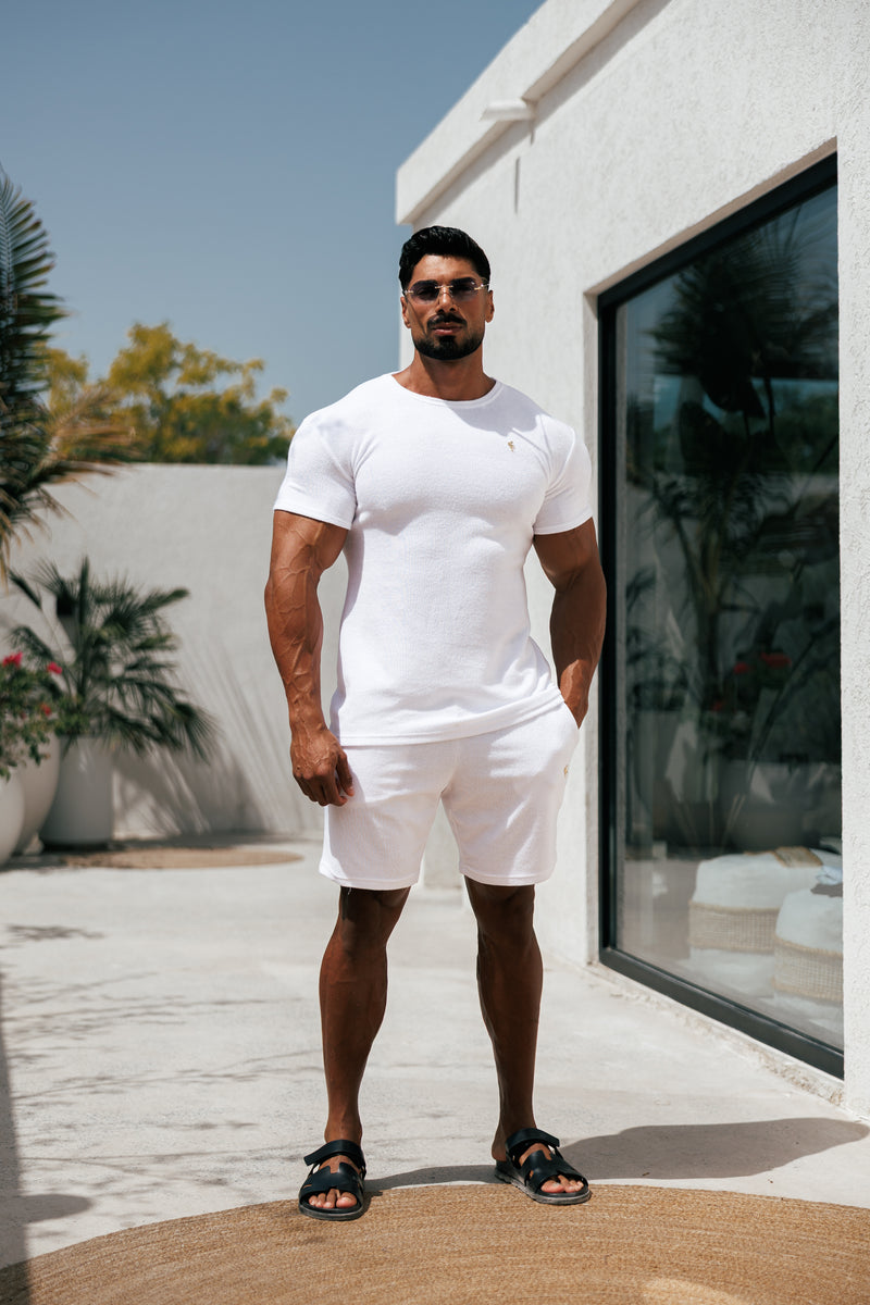 Father Sons White / Gold Towelling Shorts - FSH1346
