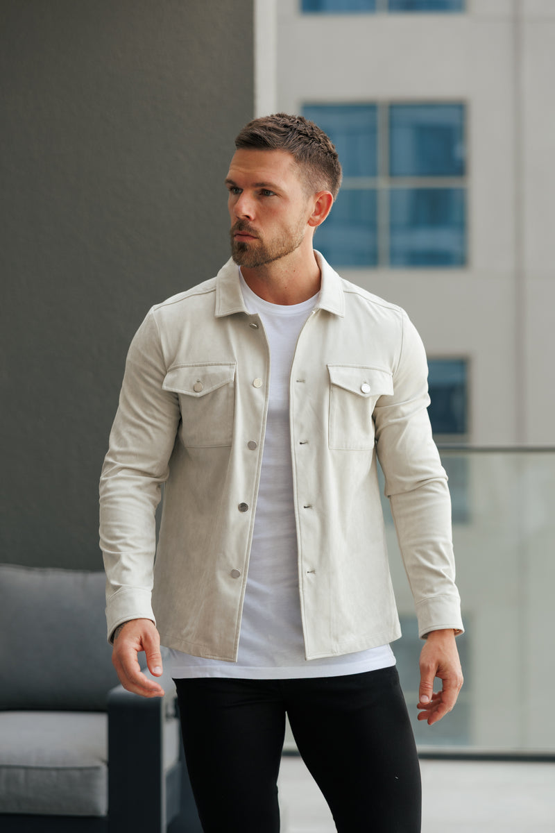 FS Suede Feel Button Up Jacket Light Grey / Silver - FSN220