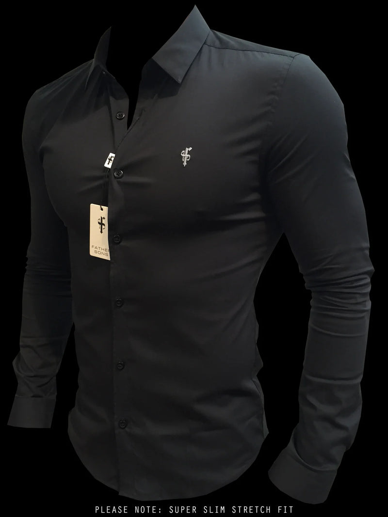 Father Sons Super Slim Stretch Black LS - FS1092