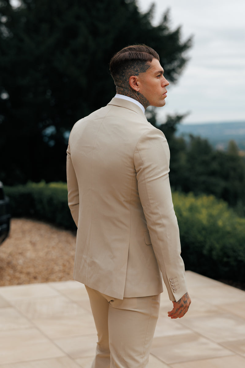 Father Sons Slim Formal Suit Jacket Beige - FSJKT012