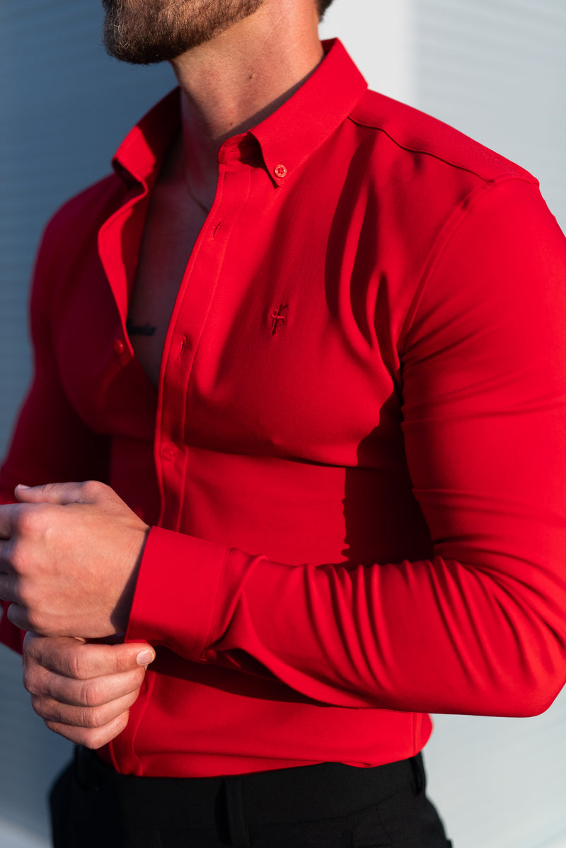 FS Super Slim LS Postbox Red Scuba with Button Down Collar - FS1186