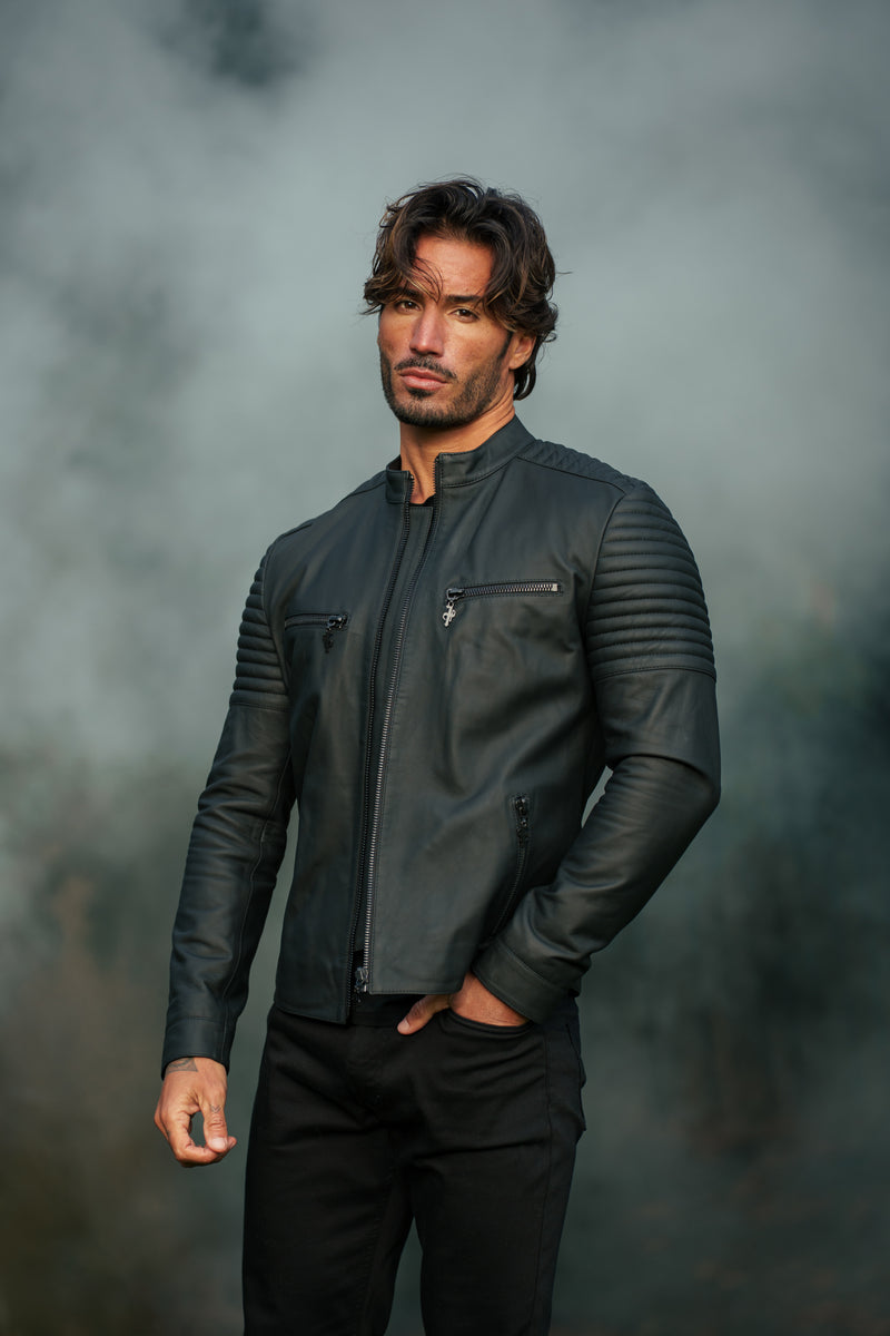 Father Sons Black Bomber Leather Jacket - FSH1436