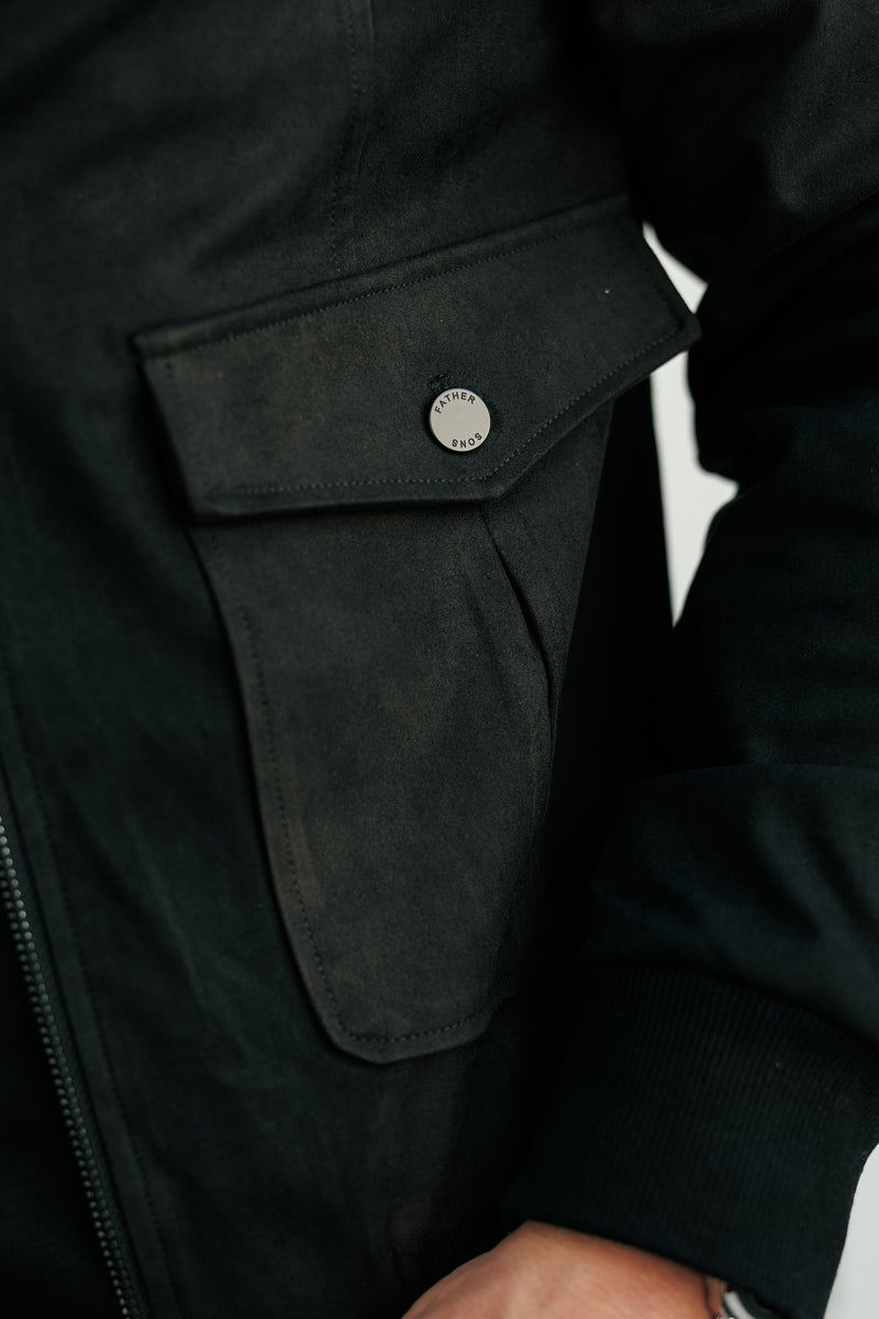 FS Suede Feel Black Bomber Jacket - FSN227