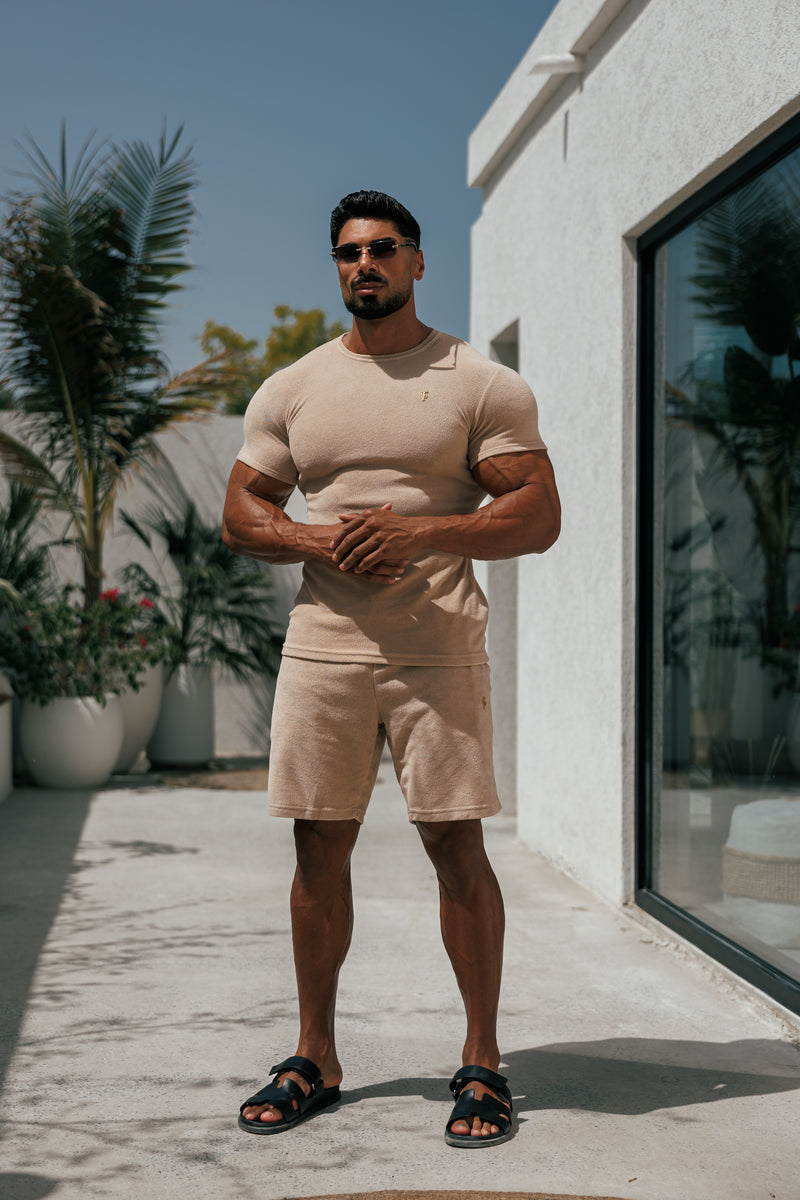 Father Sons Beige Towelling Crew T Shirt - FSTC662 (PRE ORDER 23RD MAY)