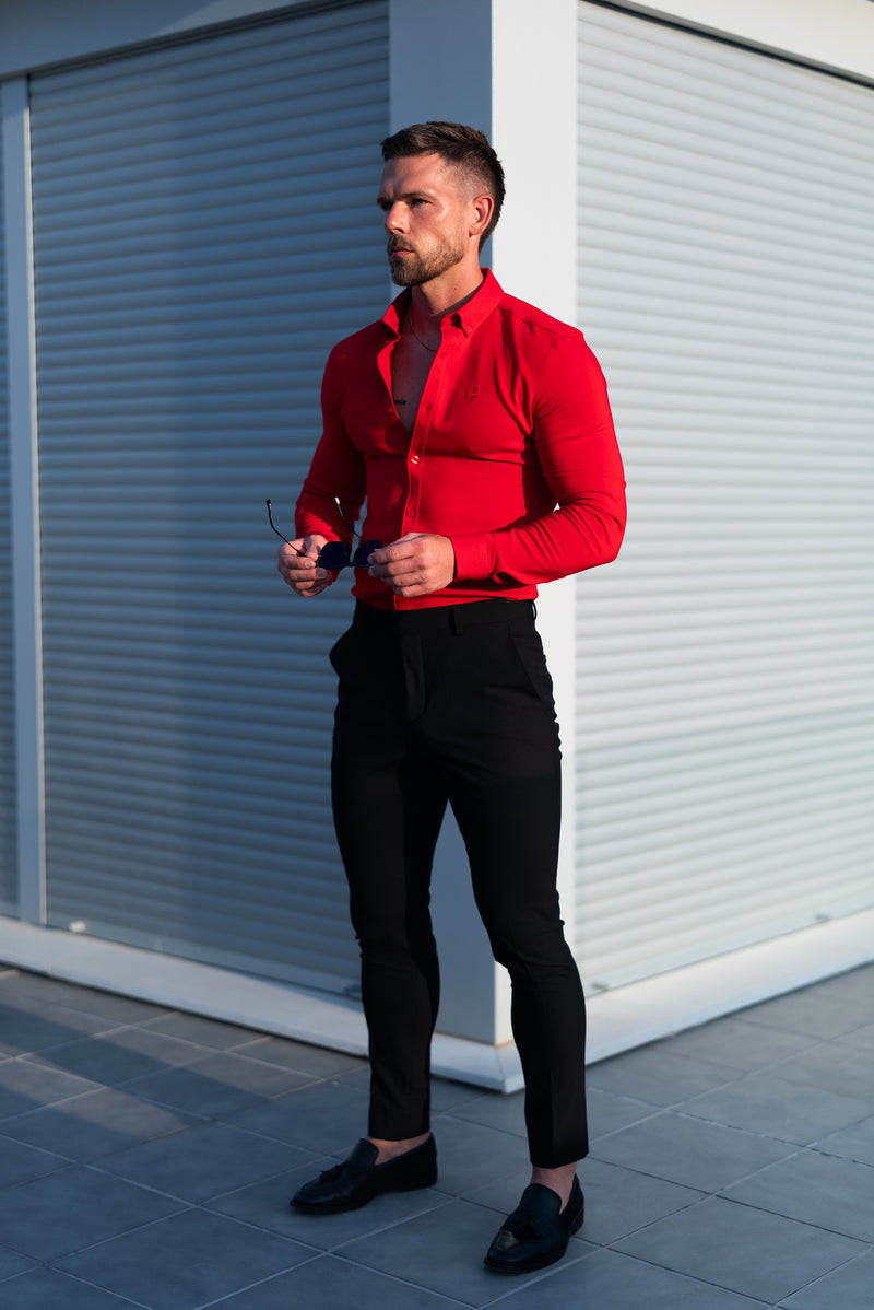 FS Super Slim LS Postbox Red Scuba with Button Down Collar - FS1186