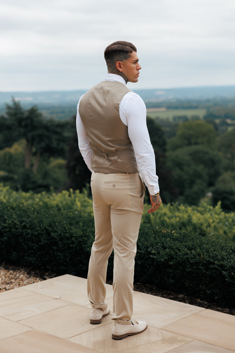 Father Sons Slim Formal Beige Stretch Trousers - FST038
