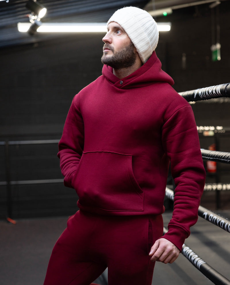 FS Burgundy Oversized Hoodie With Functional FS Stud - FSR008