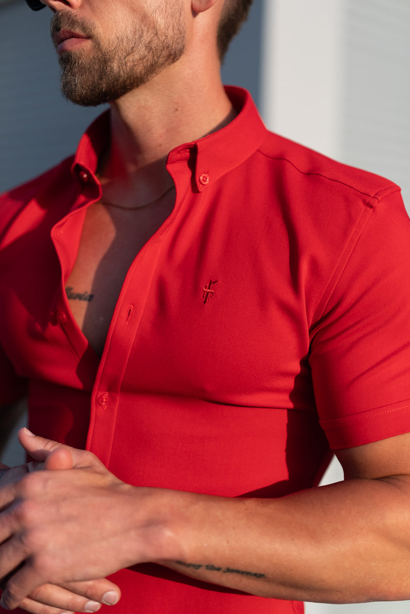 FS Super Slim SS Postbox Red Scuba with Button Down Collar - FS1189