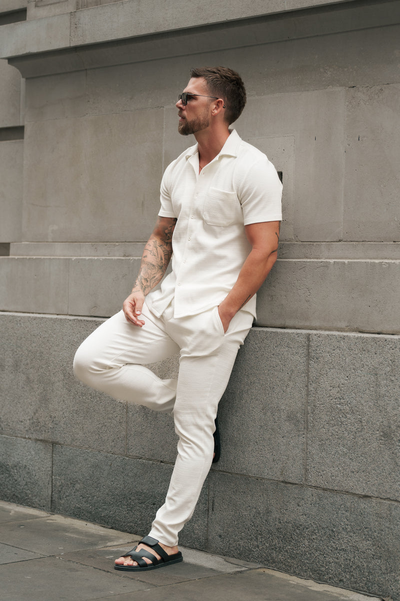 Father Sons Jersey Cord Stretch White Revere Shirt Short Sleeve - FSR017 (PRE ORDER 11TH AUGUST)