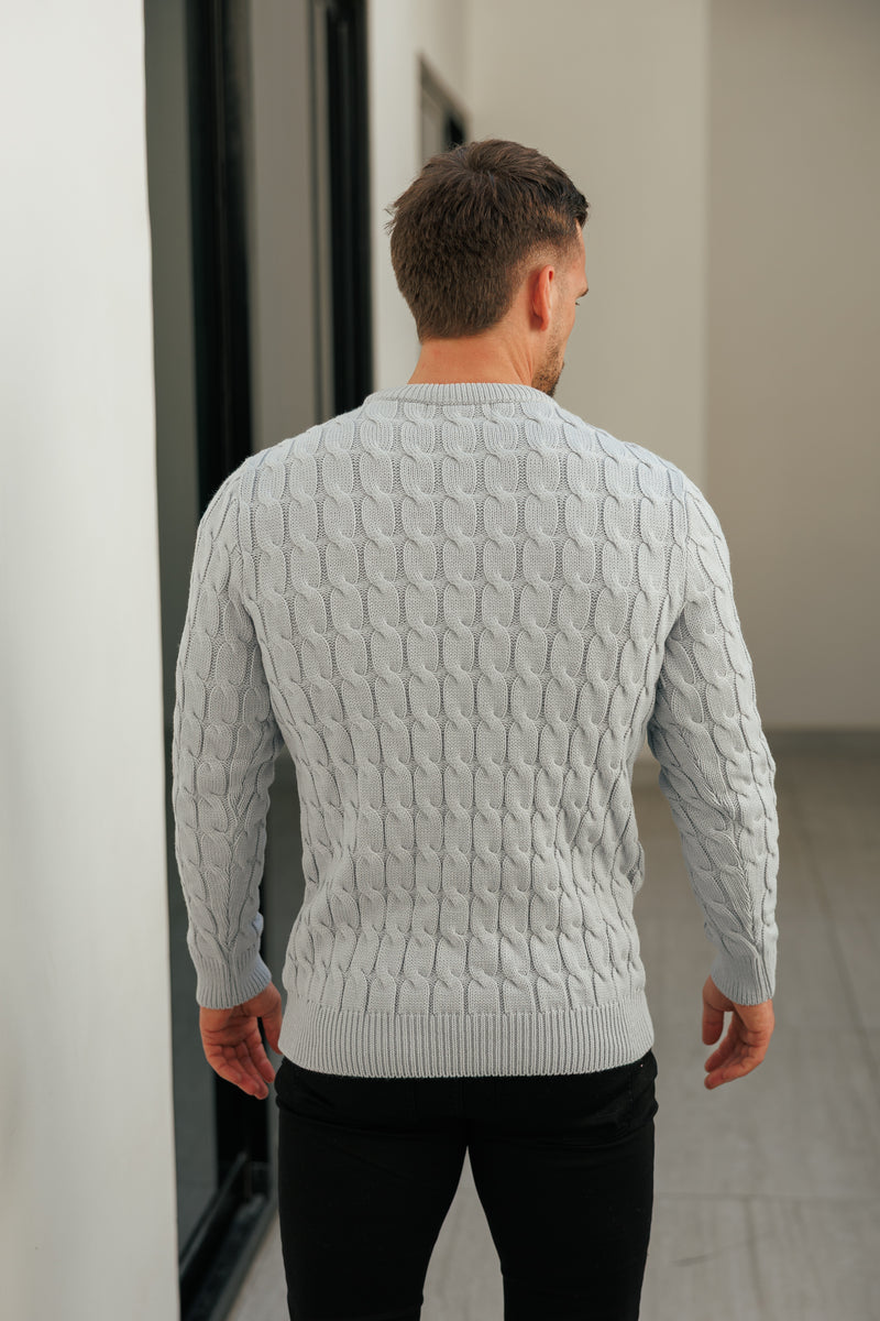 Father Sons Link Weave Knit Cop Grey Crew Neck Jumper - FSJ129