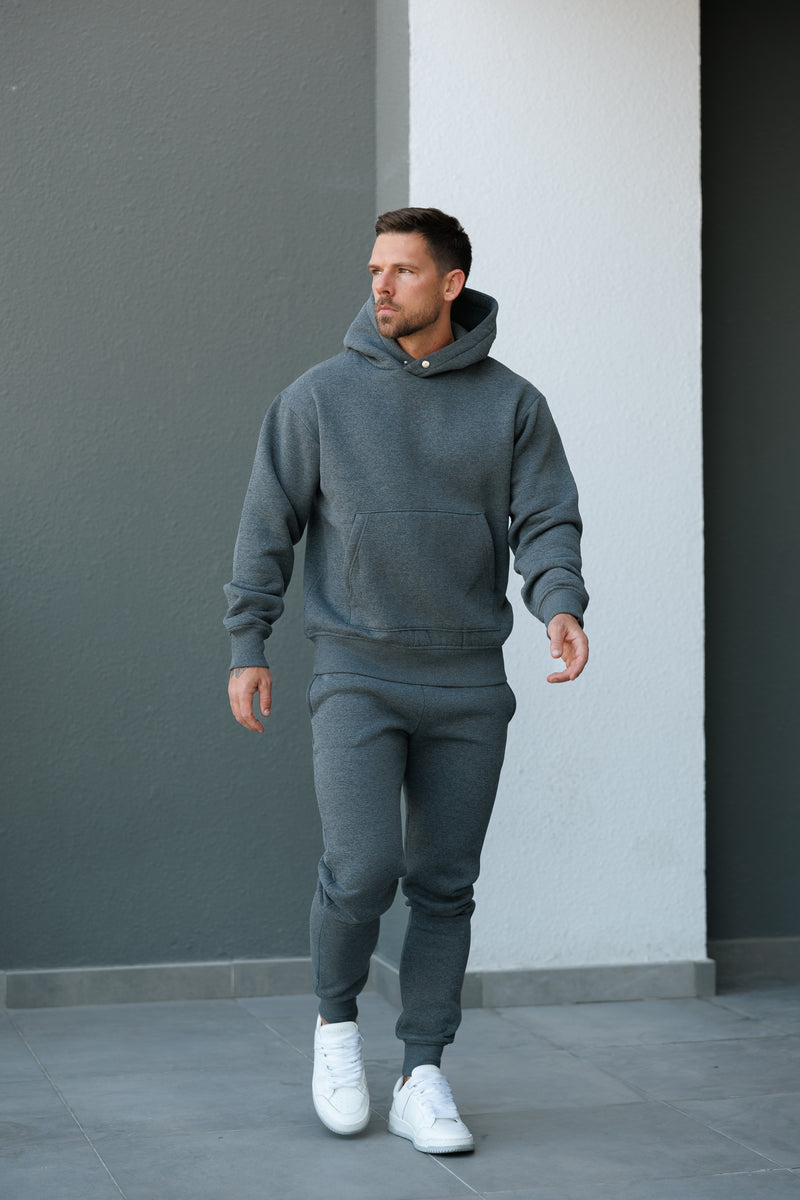 FS Charcoal Oversized Hoodie With Functional FS Stud - FSR007