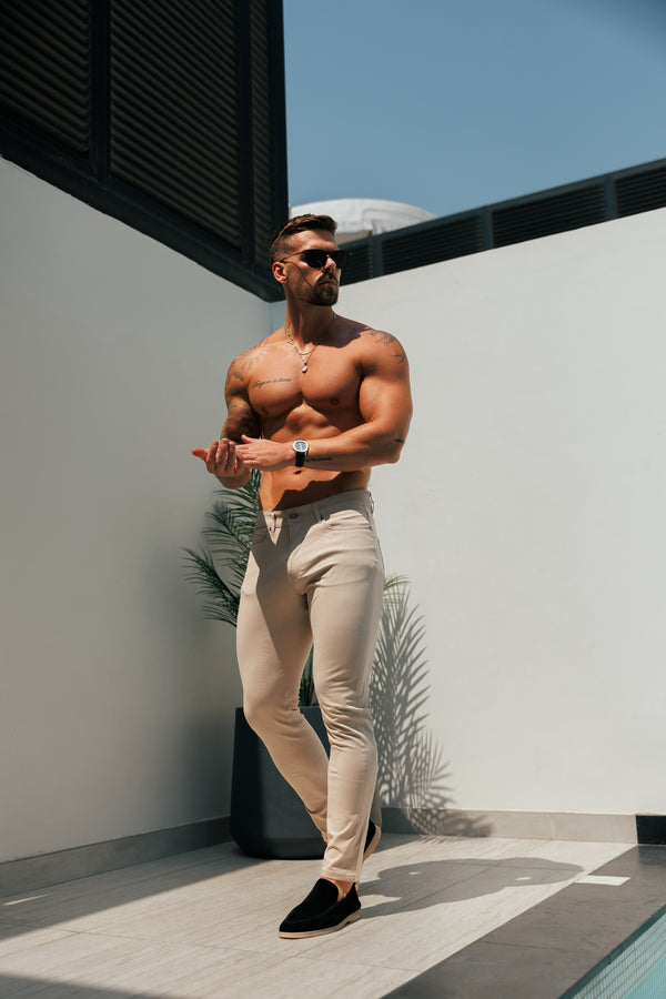 Father Sons Ultra Stretch Beige Relaxed Jeans - FSJEAN008