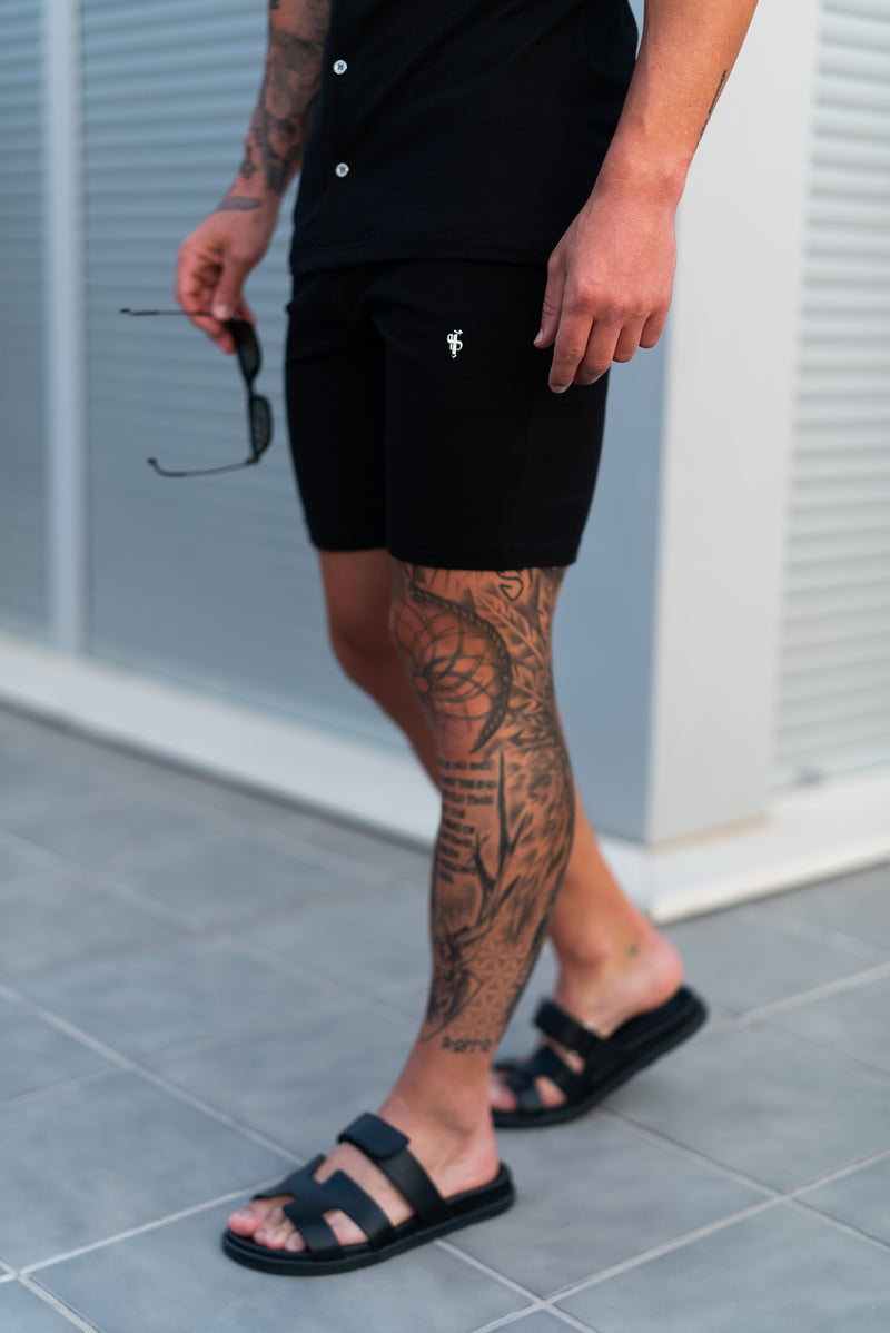 Father Sons Black Pique Shorts - FSH1359 (PRE ORDER 10TH AUGUST)