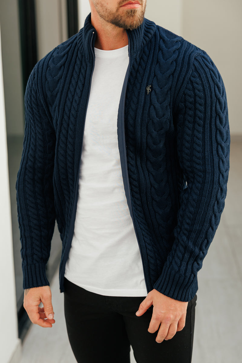 Father Sons Funnel Neck Full Zip Cardigan Dark Navy -  FSJ146 (PRE ORDER 21ST DECEMBER)