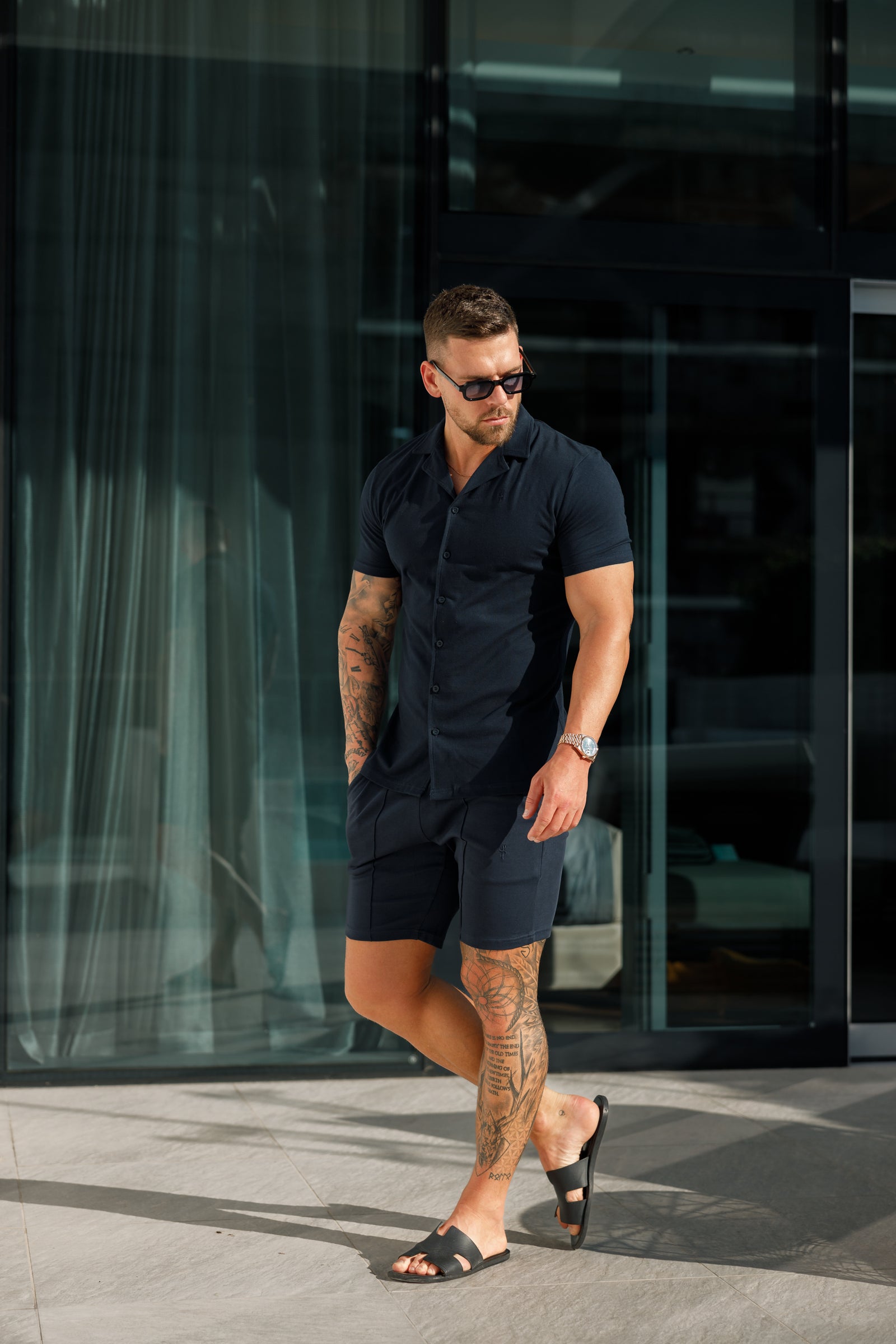 【Father & Sons】半袖 ピケ リビア シャツ Father Sons Stretch Navy Pique Revere Shirt Short Sleeve