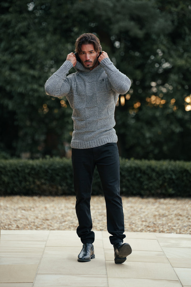 Father Sons Black / White Two Tone Checkerboard Knitted Hoodie - FSJ134 (PRE ORDER 11TH DECEMBER)