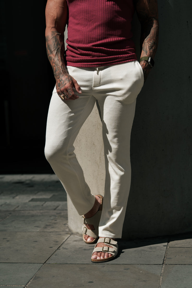 Father Sons Classic Burgundy / White Ribbed Knit Super Slim Vest - FSH1326
