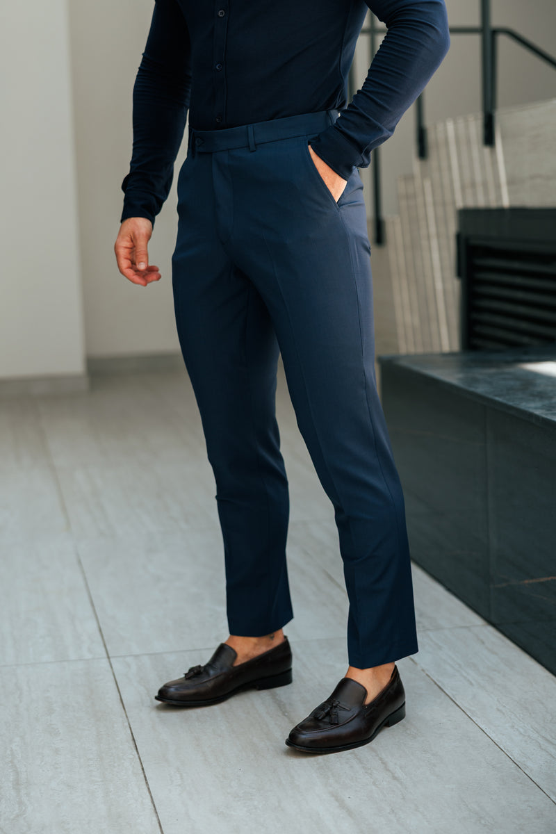 Father Sons Relaxed Formal Navy Stretch Trousers - FSTR022 RELAXED