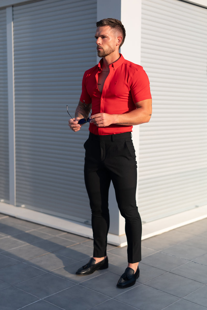 FS Super Slim SS Postbox Red Scuba with Button Down Collar - FS1189