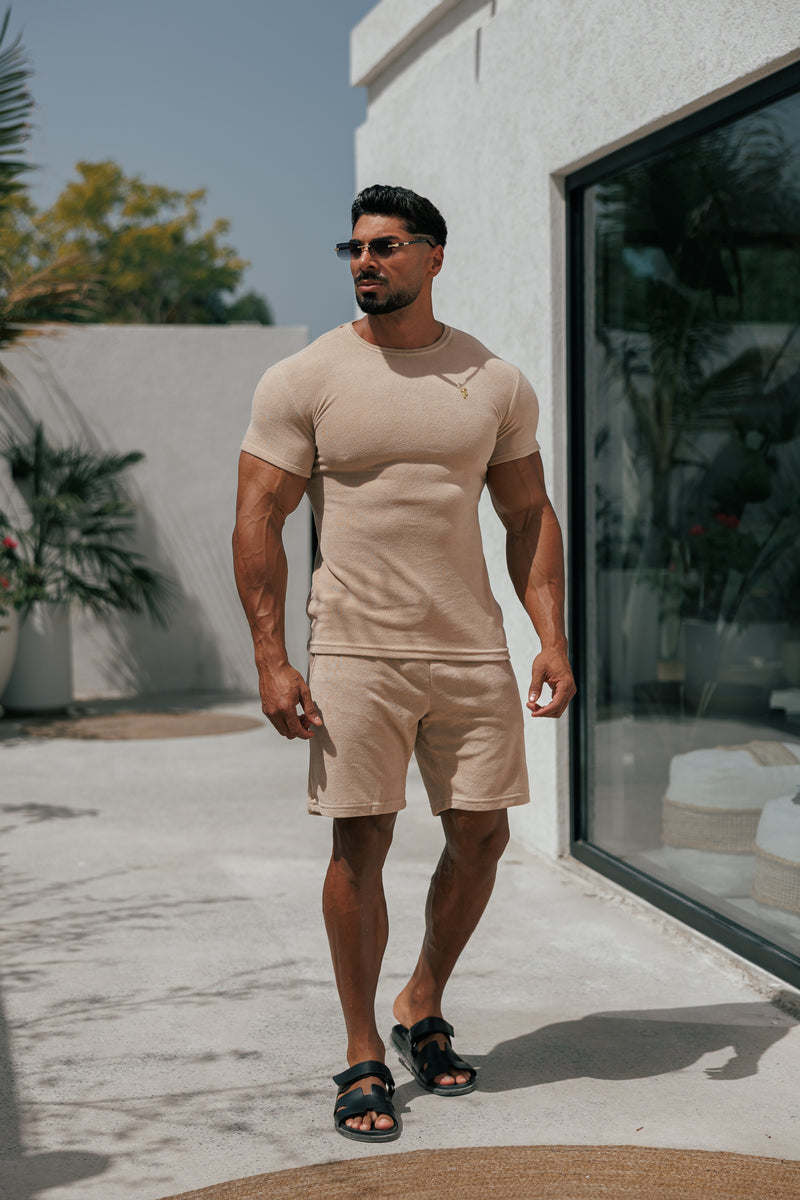 Father Sons Beige Towelling Crew T Shirt - FSTC662 (PRE ORDER 23RD MAY)