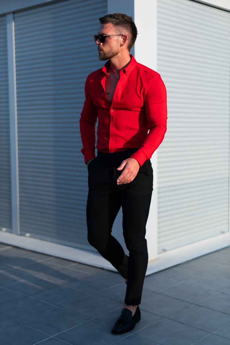 FS Super Slim LS Postbox Red Scuba with Button Down Collar - FS1186