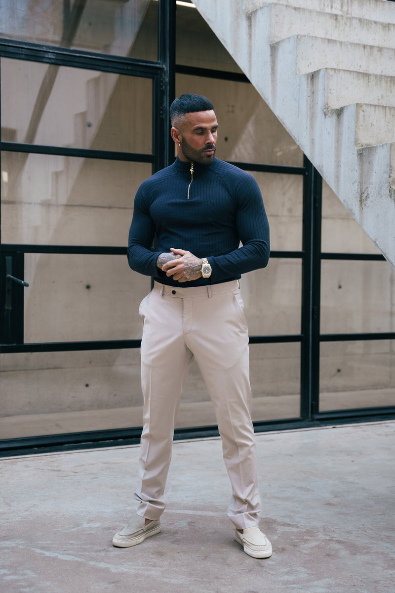 FS Classic Navy Ribbed Zip Funnel Neck Raglan Long Sleeve Crew - FSH1296 (PRE ORDER 30TH NOVEMBER)