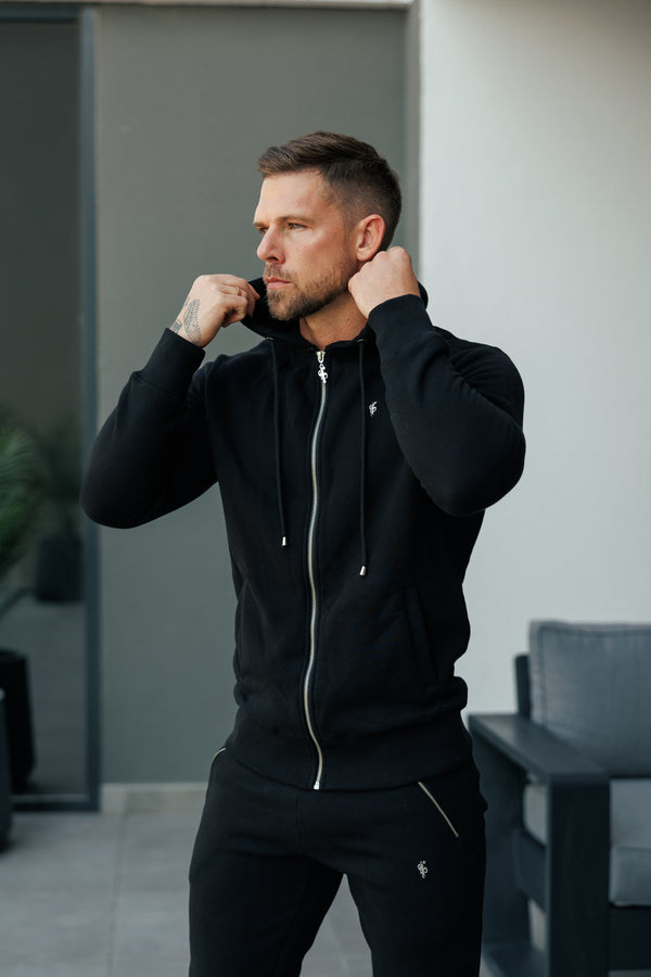 FS Black / Silver Full Zip Hoodie with Pockets - FSH1247