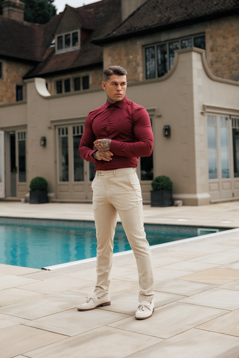 Father Sons Muscle Fit Advanced Stretch Oxblood with Cutaway Collar  - FS1201