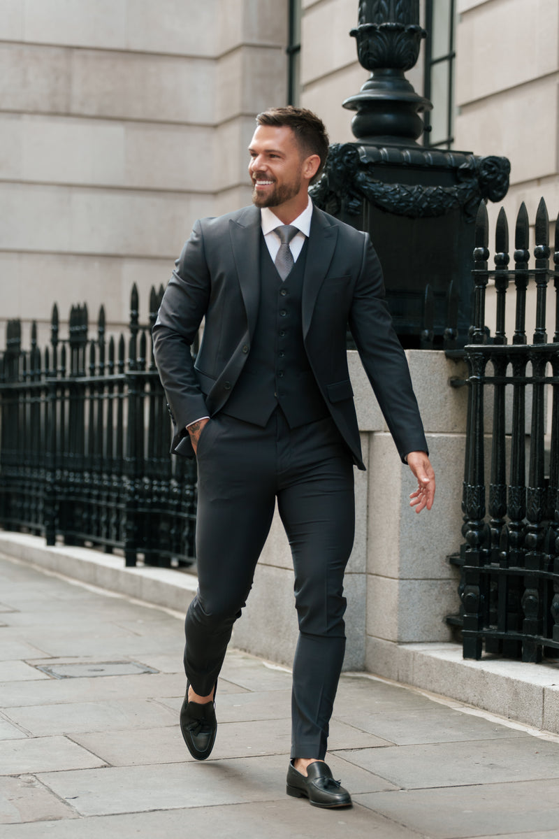 Father Sons Slim Formal Charcoal Stretch Trousers - FST040 (PRE ORDER 14TH AUGUST)
