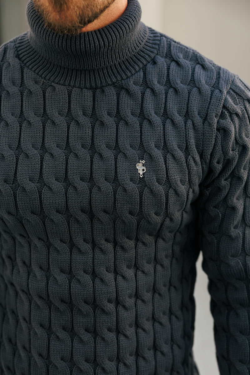 Father Sons Link Weave Knit Charcoal Roll Neck Jumper - FSJ105 (PRE ORDER 12TH NOVEMBER)