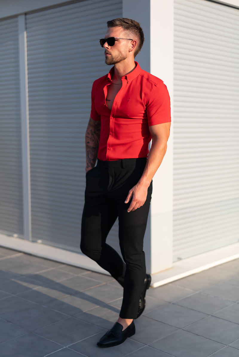 FS Super Slim SS Postbox Red Scuba with Button Down Collar - FS1189