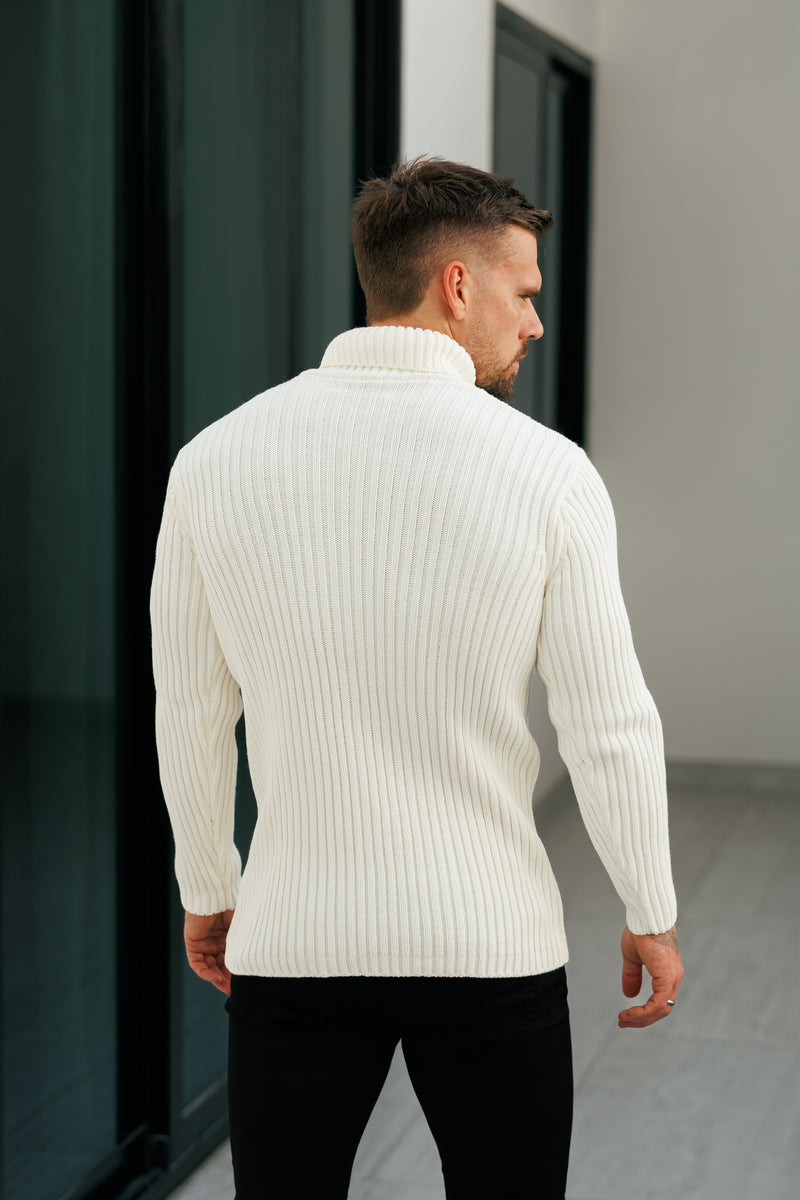 Father Sons Ribbed Knit Cream Roll Neck Jumper - FSJ114 (PRE ORDER 12TH NOVEMBER)