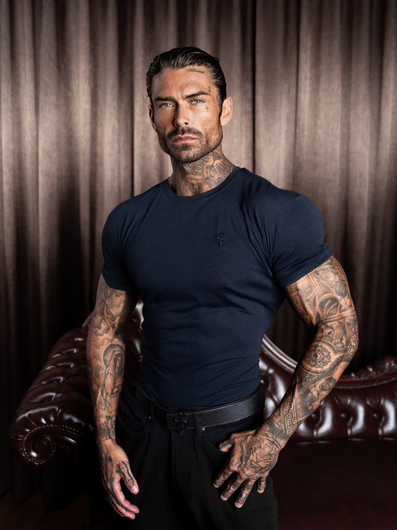 Father Sons Navy Bamboo Crew T Shirt - FSH579