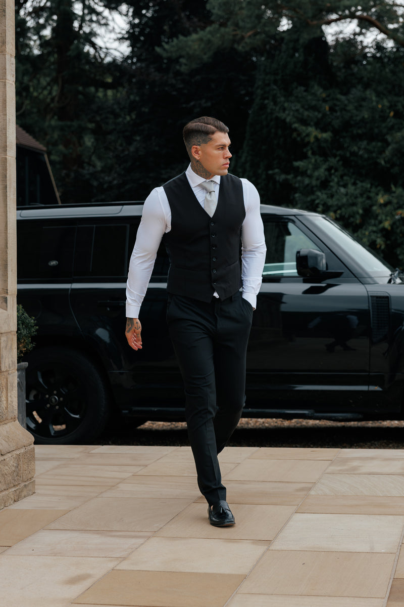 Father Sons Slim Formal Waistcoat Black - FSW010