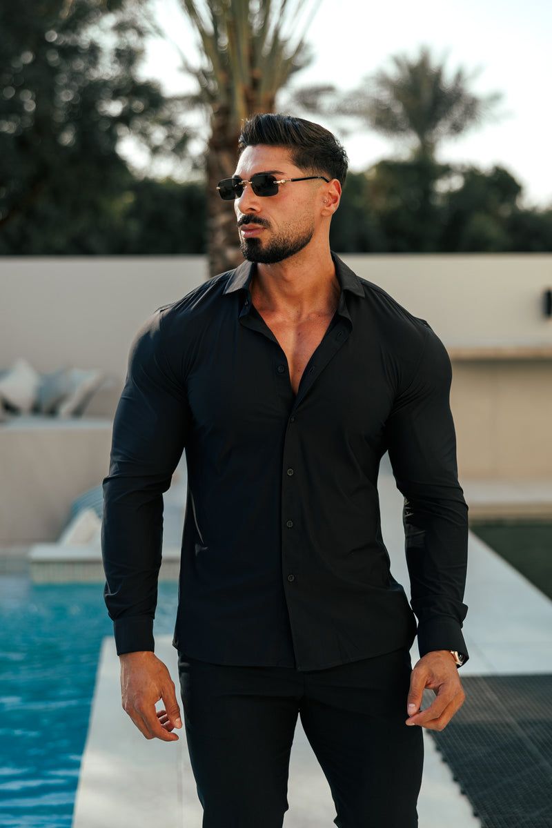 Father Sons Ultra Stretch Compression Shirt Long Sleeve Black - FS1234