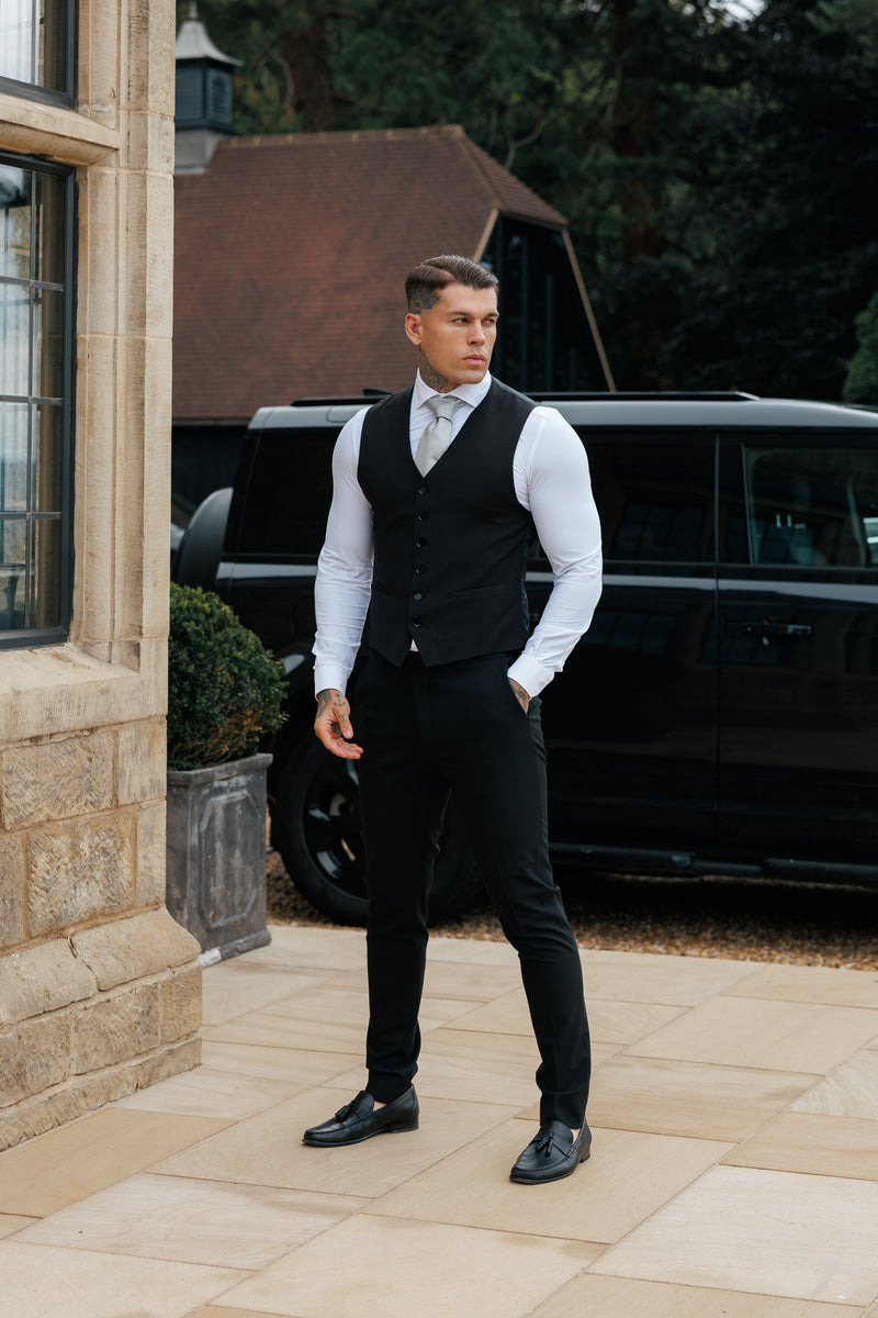 Father Sons Slim Formal Waistcoat Black - FSW010