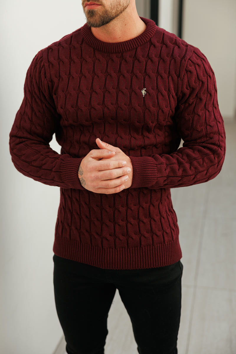 Father Sons Link Weave Knit Wine Crew Neck Jumper - FSJ131