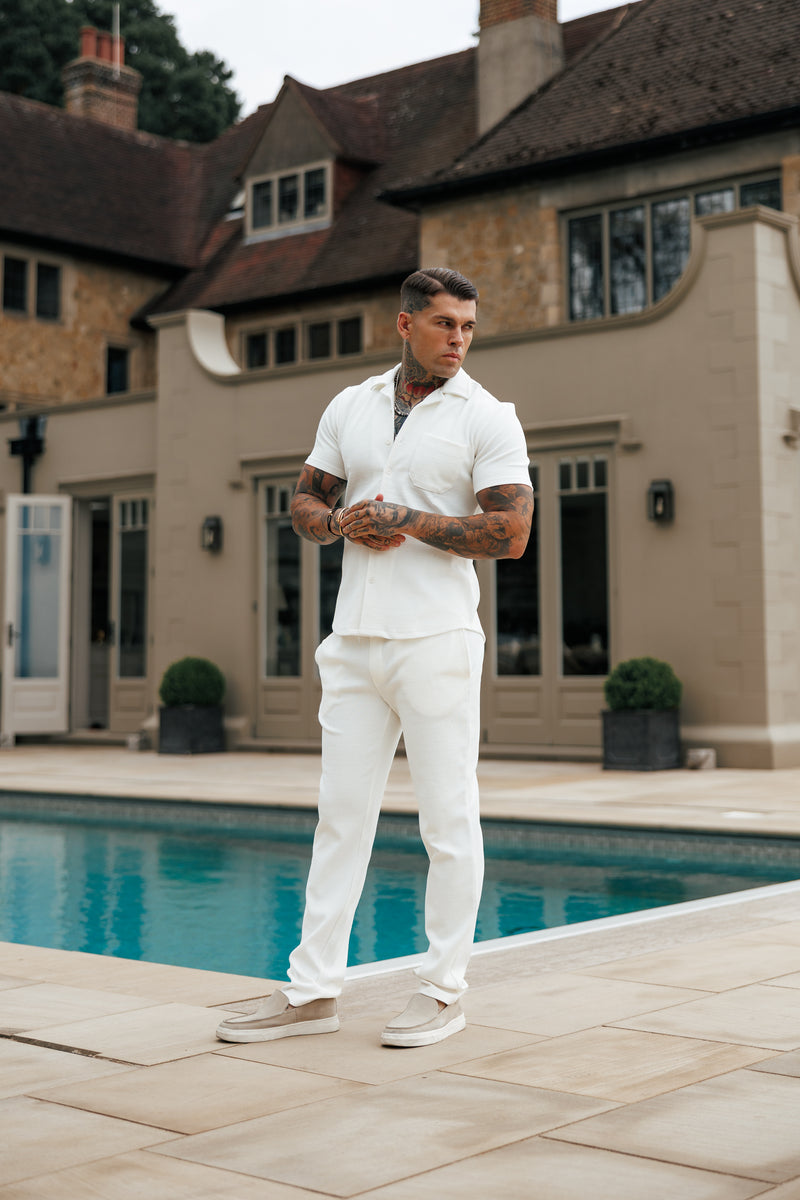 Father Sons Jersey Cord Relaxed White Trousers - FSR013