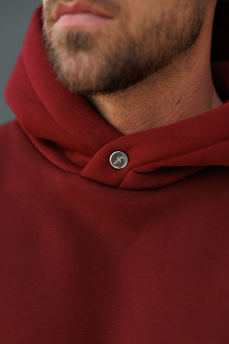 FS Burgundy Oversized Hoodie With Functional FS Stud - FSR008