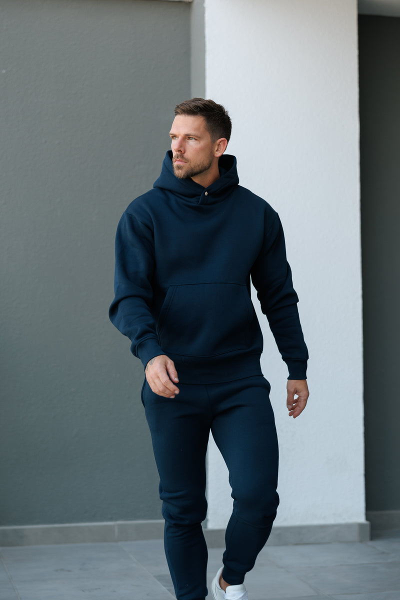 FS Navy Oversized Hoodie With Functional FS Stud - FSR002