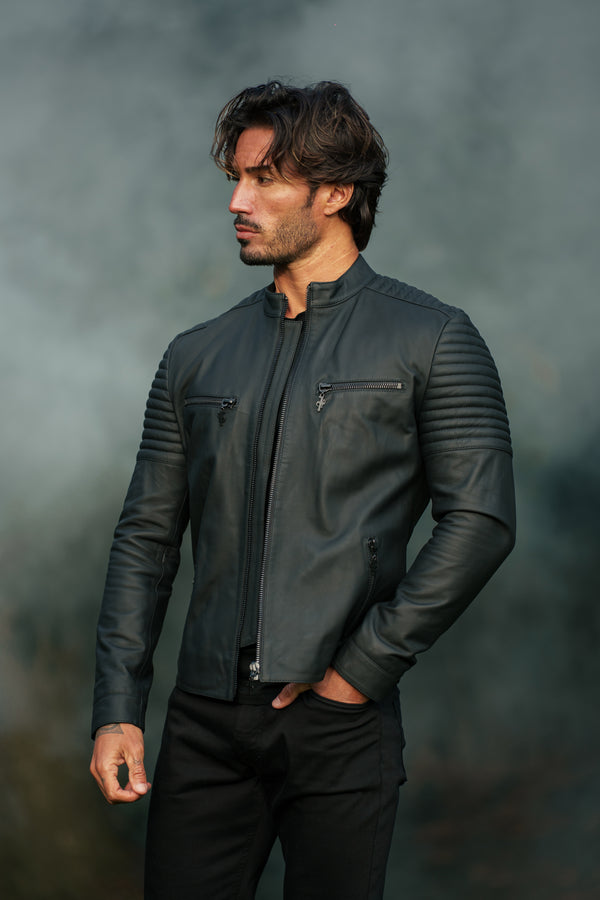 Father Sons Black Bomber Leather Jacket - FSH1436