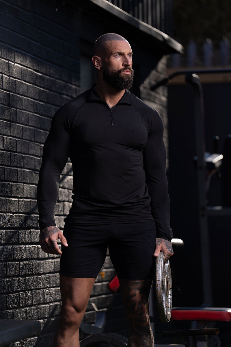 FS LS Black Half Zip Gym Top - FSH1281