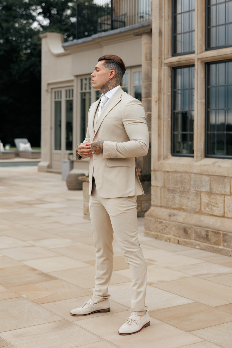 Father Sons Slim Formal Suit Jacket Beige - FSJKT012