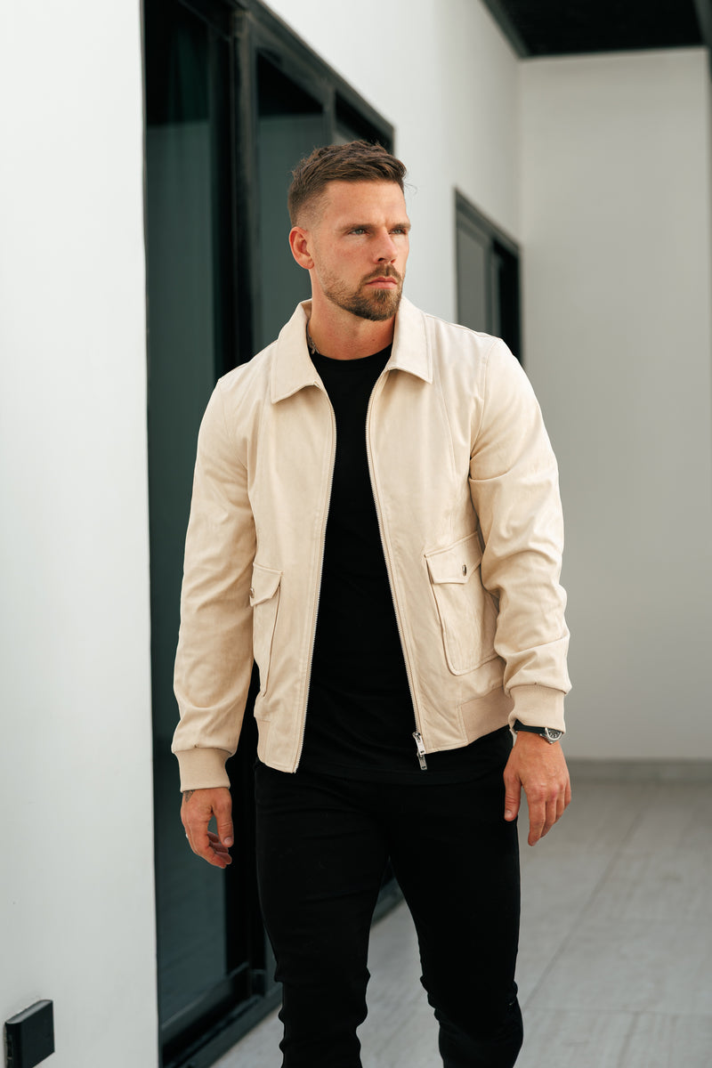FS Suede Feel Beige Bomber Jacket - FSN228