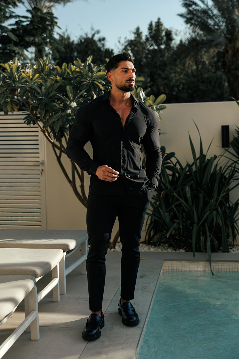 Father Sons Ultra Stretch Compression Shirt Long Sleeve Black - FS1234