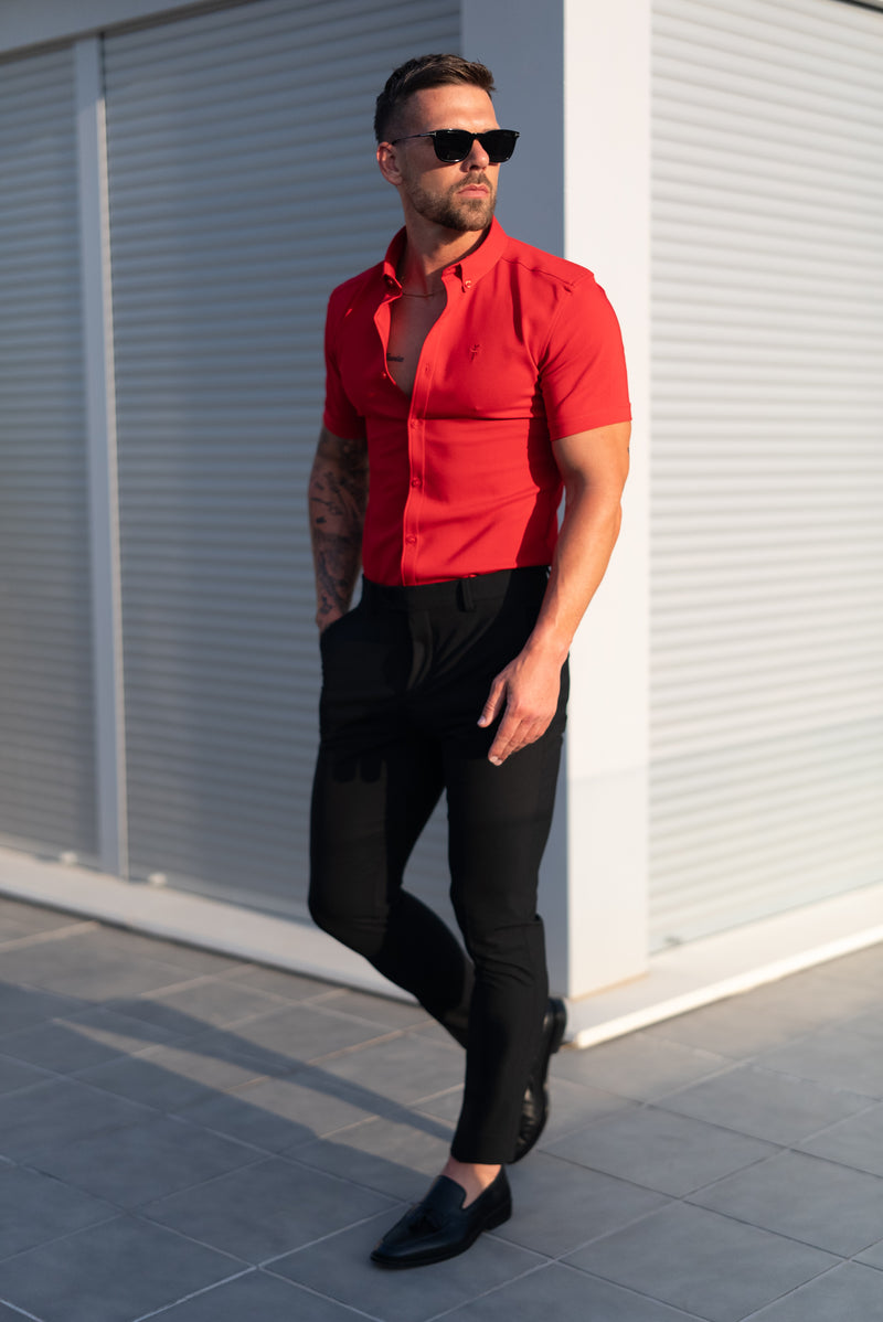 FS Super Slim SS Postbox Red Scuba with Button Down Collar - FS1189