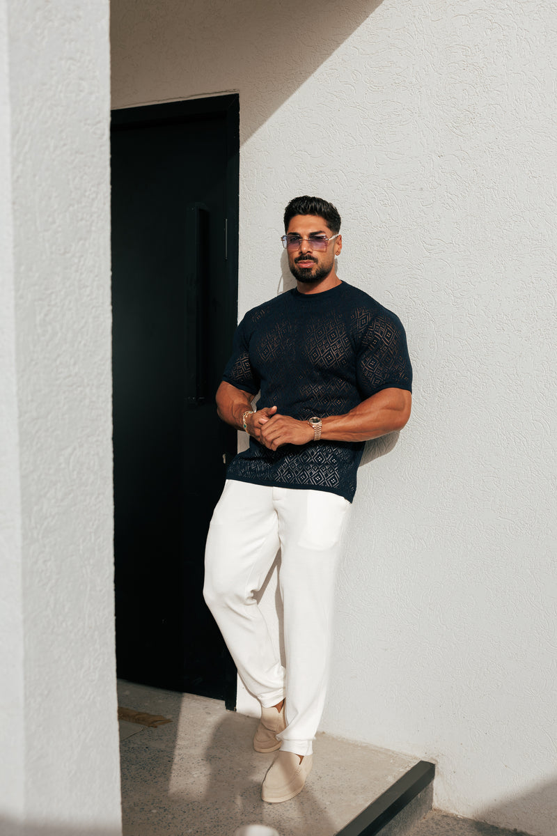 Father Sons Jersey Cord Relaxed White Trousers - FSR013